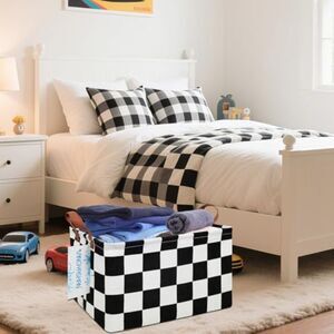 Collapse Canvas Rectangular Storage Bin Basket with Handles Home Office Closet